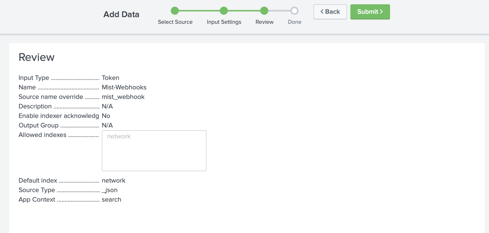 Integrating Splunk with Mist hooks Mist