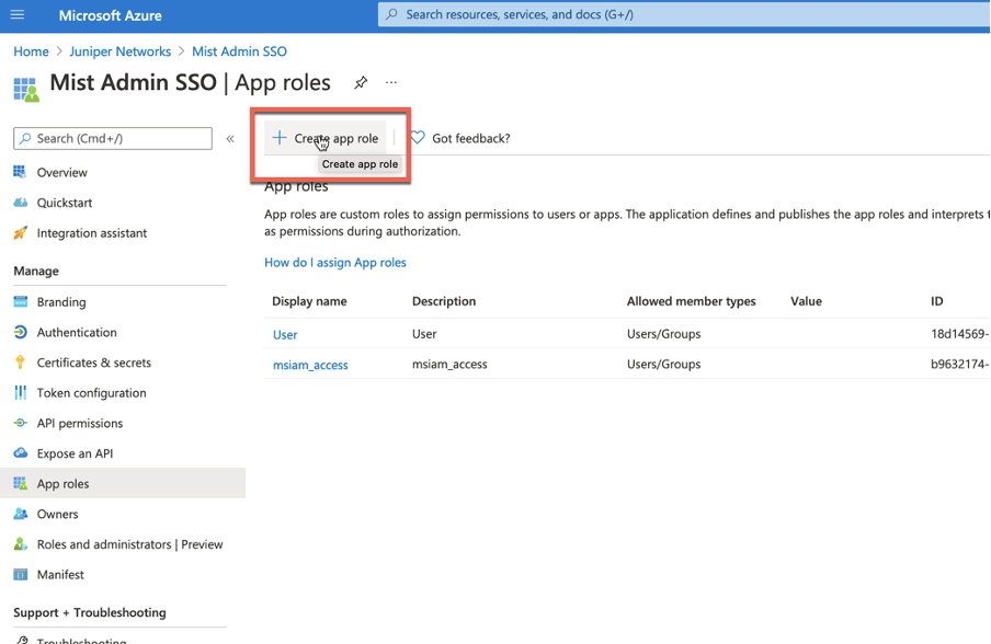 Azure Admin SSO Integration Mist