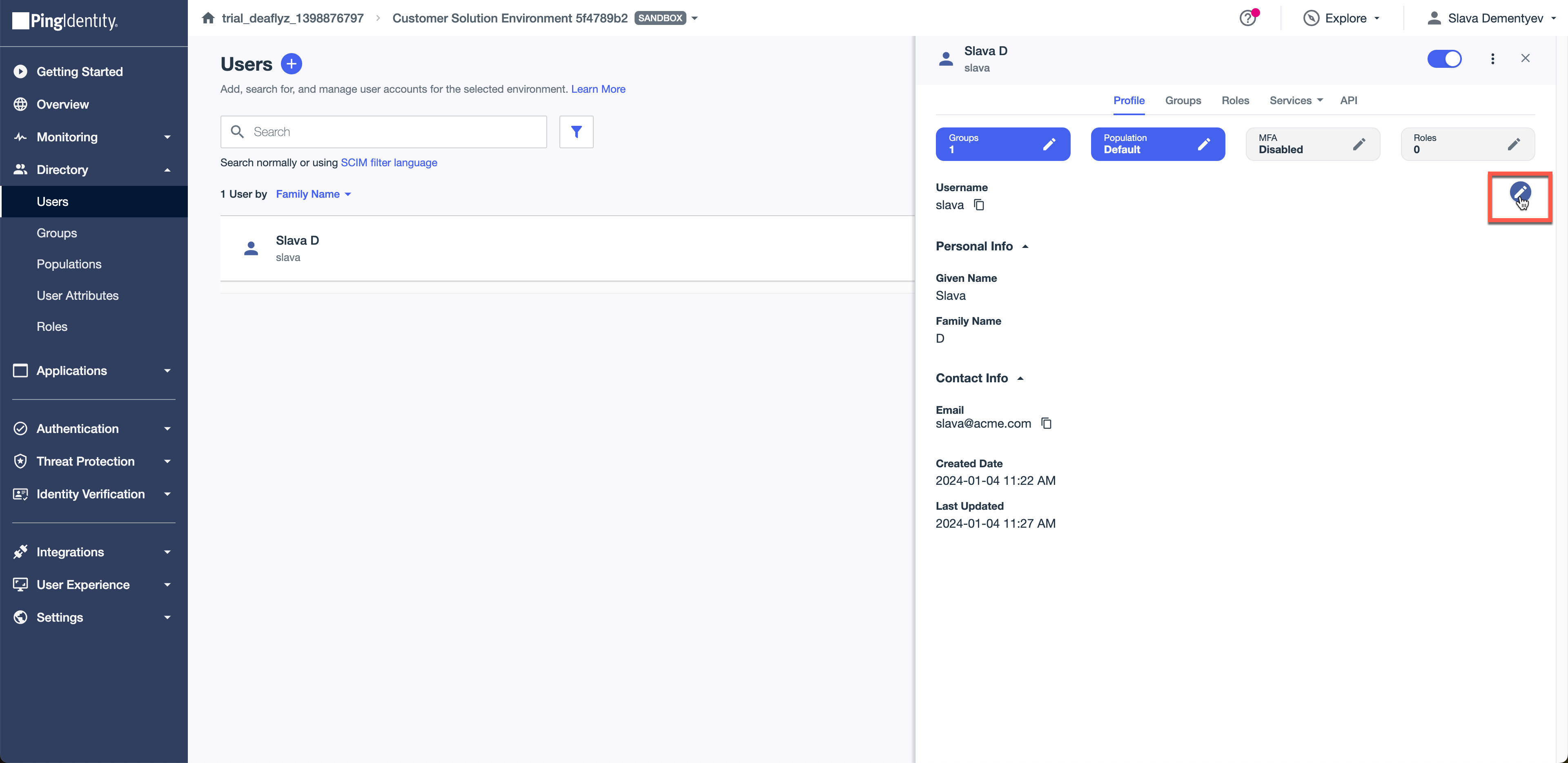PingId Admin SSO Mist