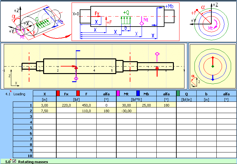 MITcalc Design, deformation and strength check of shafts
