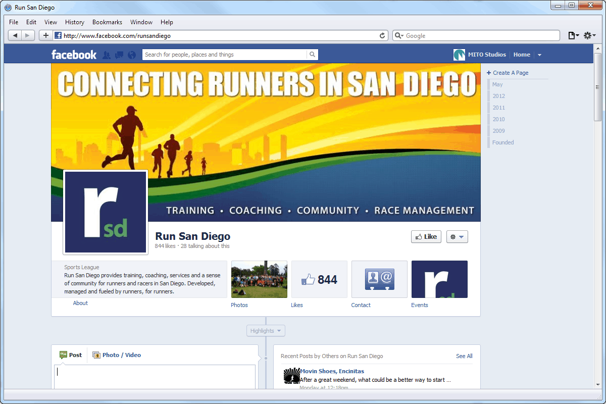 Facebook Page Design for Run San Diego MITO Studios