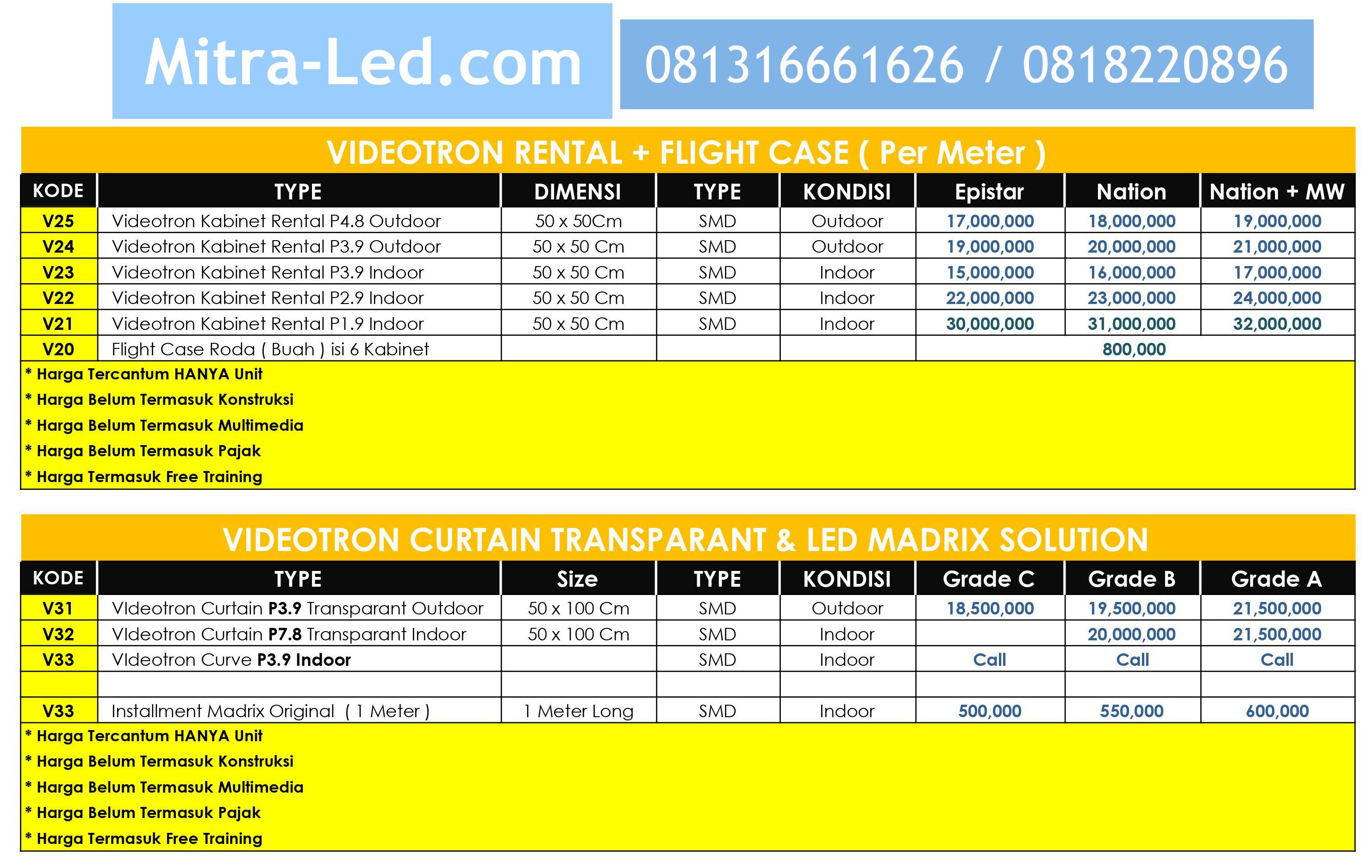 Paket Harga Distributor Videotron Outdoor Layar Raksasa