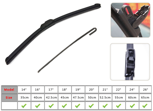 Window Windshield Windscreen Wiper Blade Bracketless Frameless Rubber