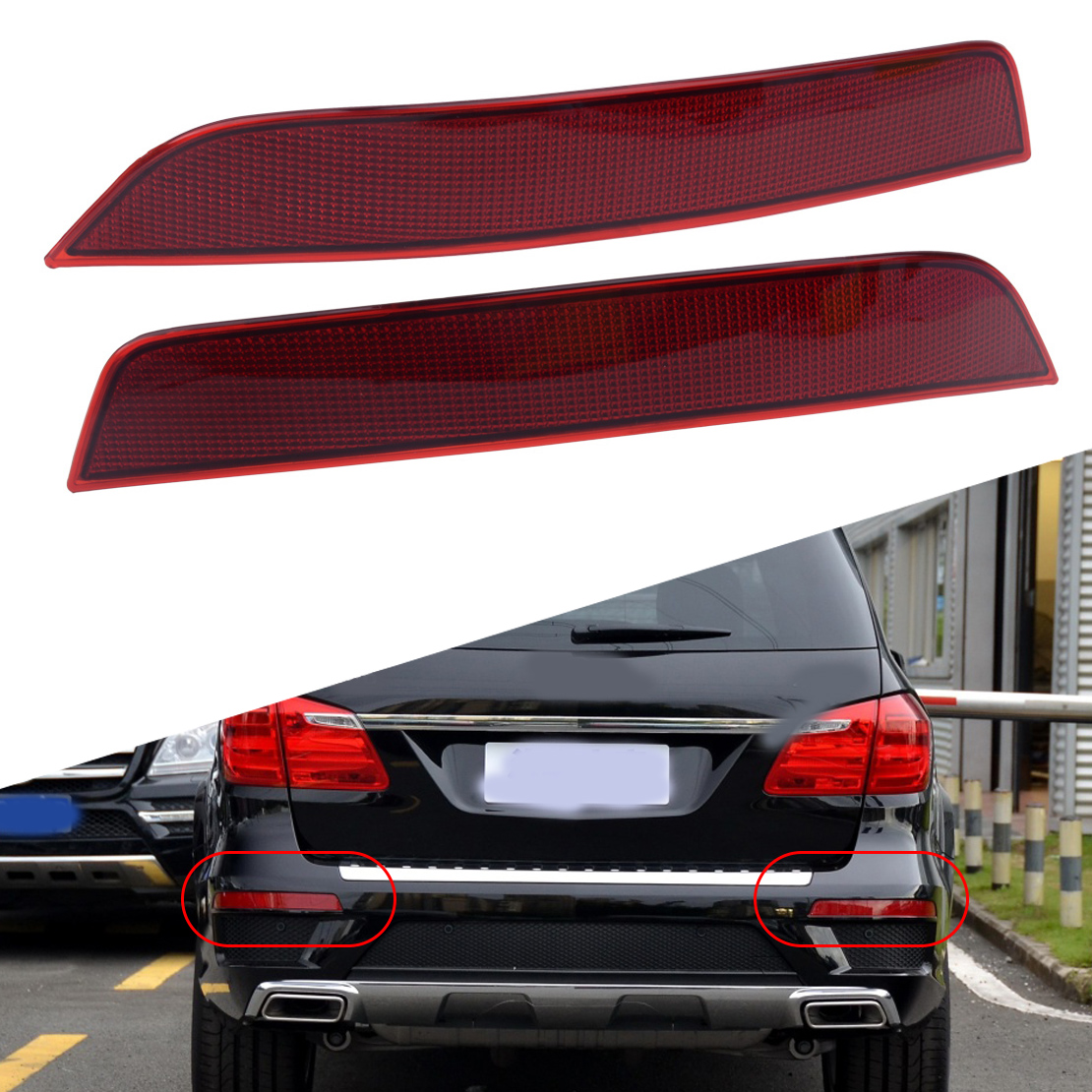 1Pair Rear Bumper Reflector Fit for MercedesBenz GLClass GL450 GL550