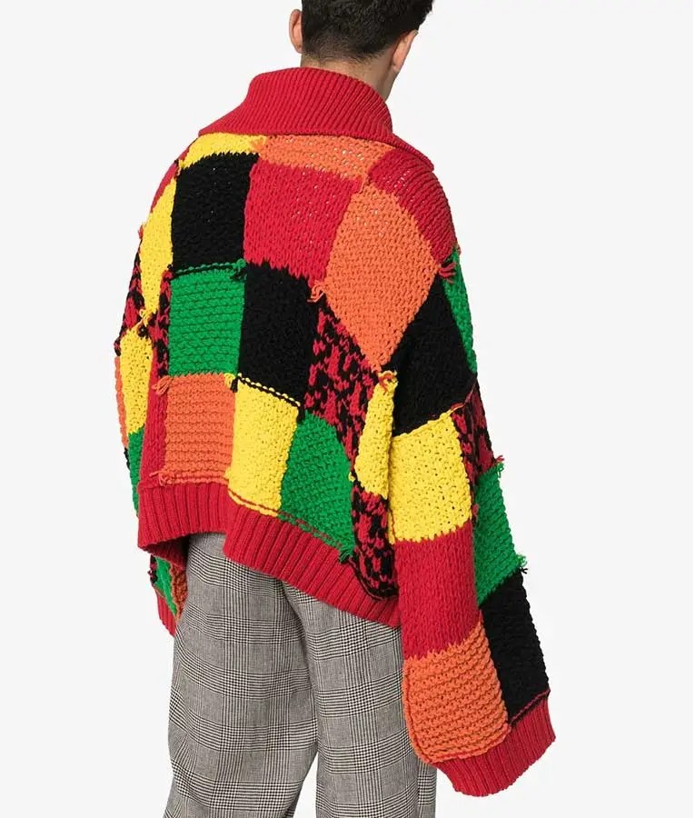 Harry Style Color Block Patchwork Cardigan JW Anderson Harry Cardigan