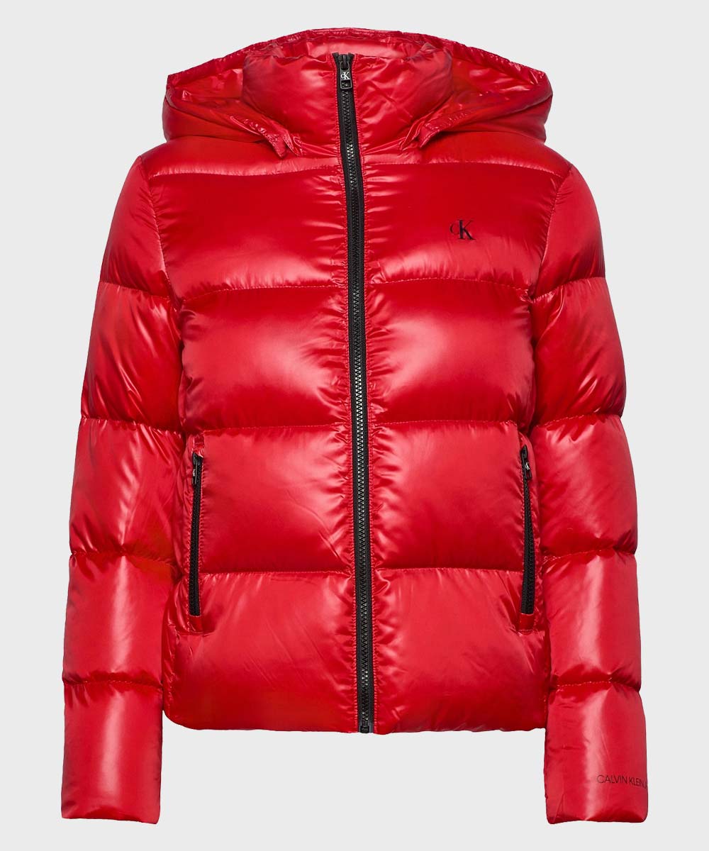 Mens Red Parachute Puffer Jacket Winters Red Hooded Jacket