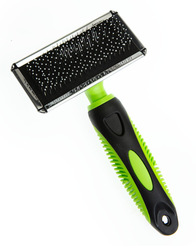 SMART COAT SLICKER BRUSH FLAT BALL TIP SMALL WITH GREEN HANDLE MJs