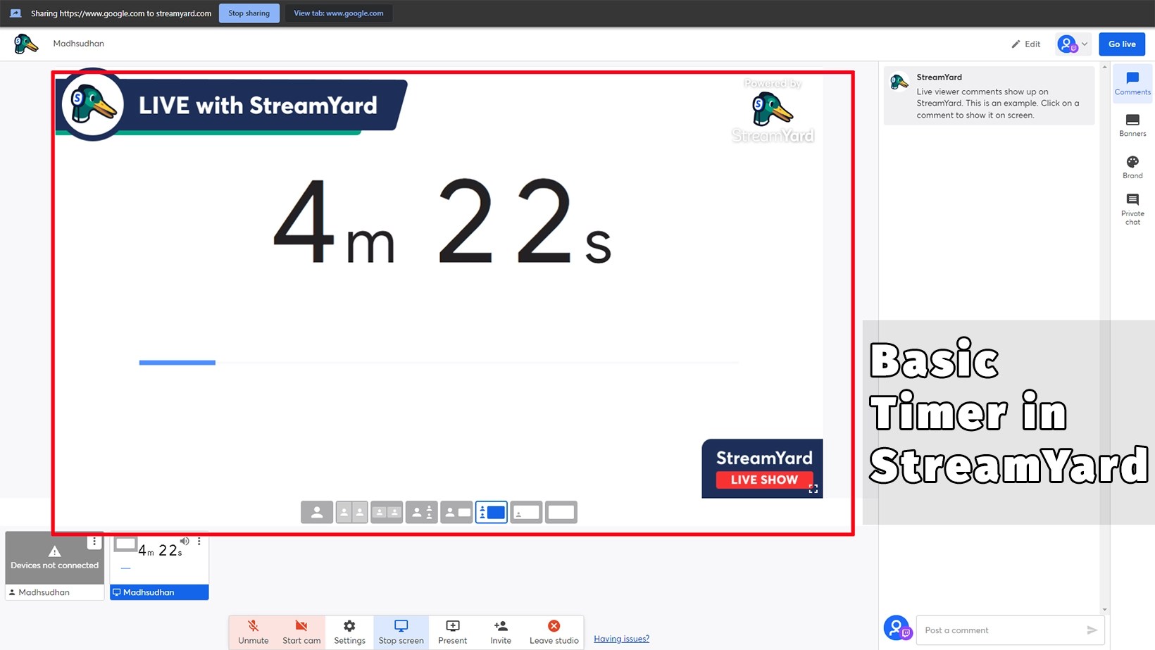 How to Add Countdown Timer in StreamYard Streams MKs Guide