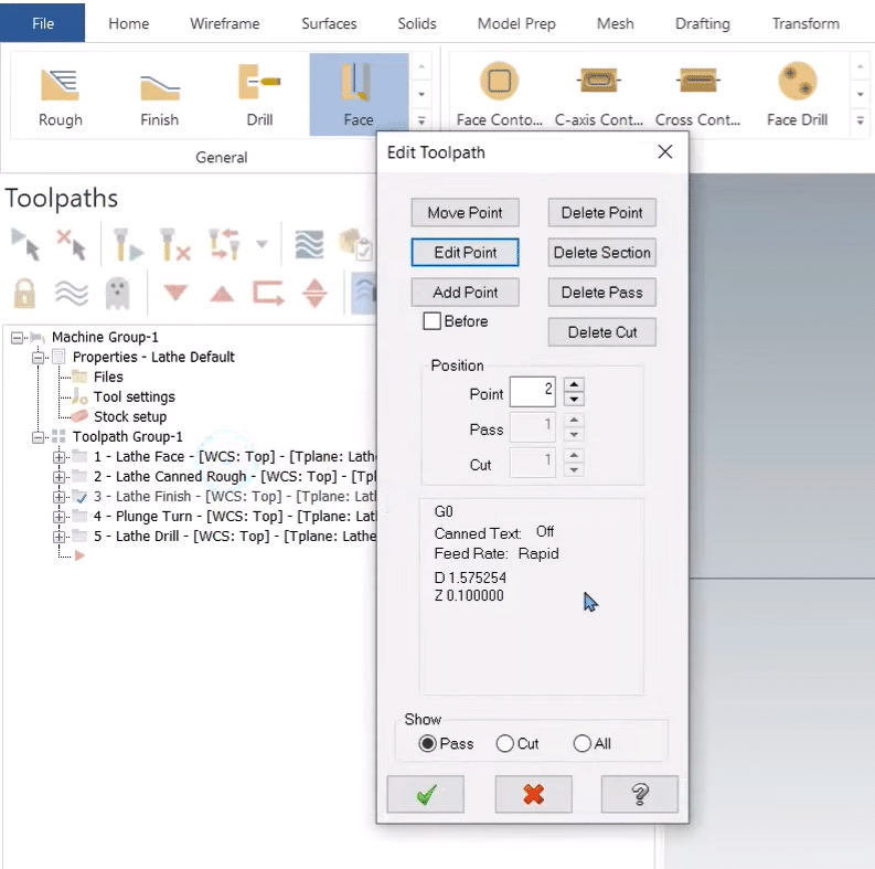 How to Manually Edit a Mastercam Toolpath Behavior