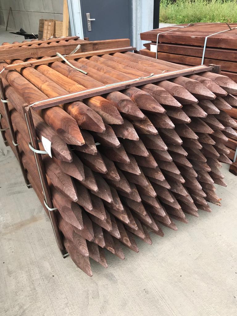 Round Brown Treated Fence Posts 100mm x 2.1m MNT Wood Services