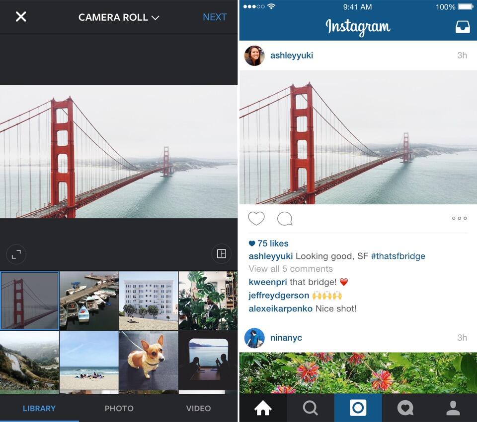 InstagramBilder in Hoch und Querformat jetzt möglich
