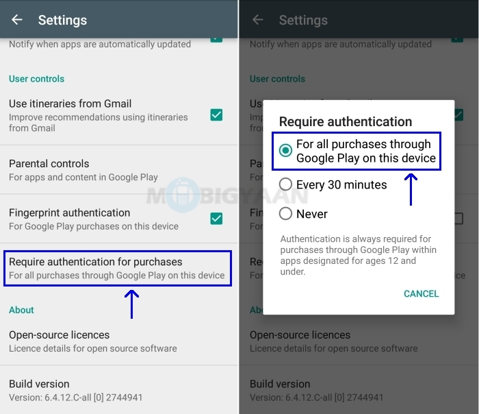 How to enable Fingerprint Authentication for Google Play purchases