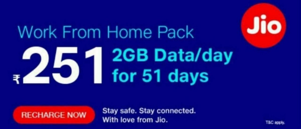 Reliance Jio launches new 'Work From Home' pack for ₹251