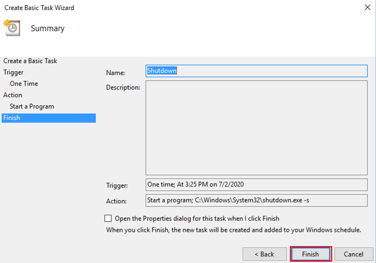 How to schedule automatic shutdown in Windows 10