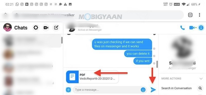 How to send PDF, Docx files on Facebook Messenger For Smartphones