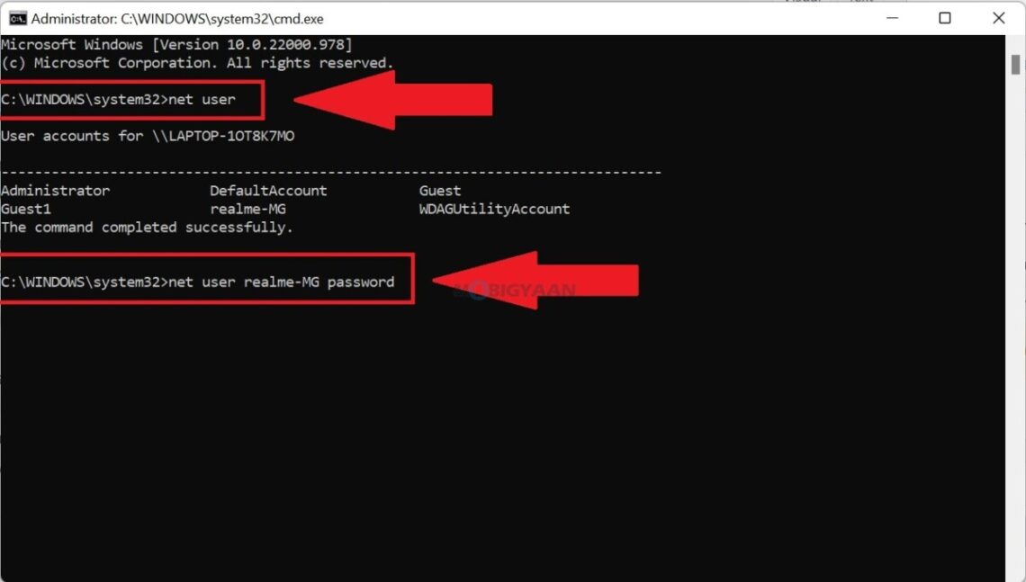 How to change Windows account password using Command Prompt [Windows 11