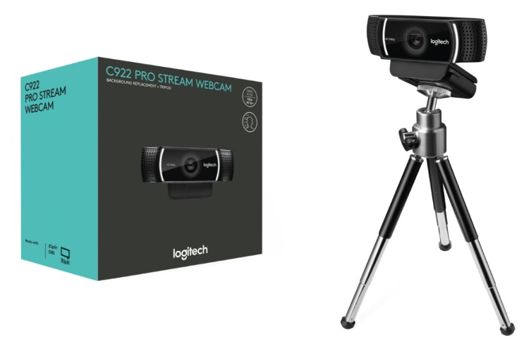 Logitech C922 Pro Stream Webcam, Hintergrundänderung + Stativ NEU