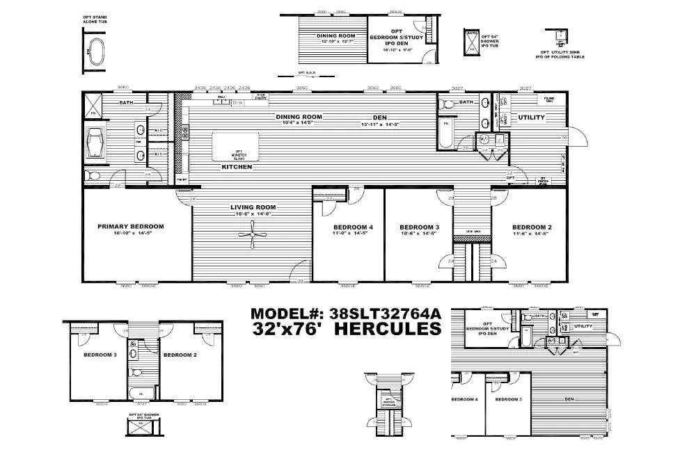 The Hercules 4/5 Bedroom 2/3 Bath Mobile Home For Sale