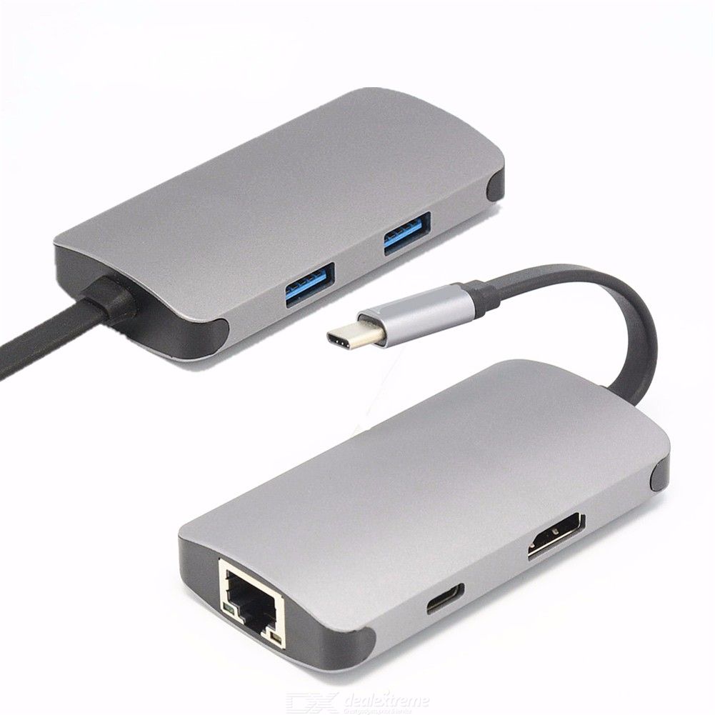 Adaptor MTP 5in1 Premium Aluminium USB Type C la RJ45