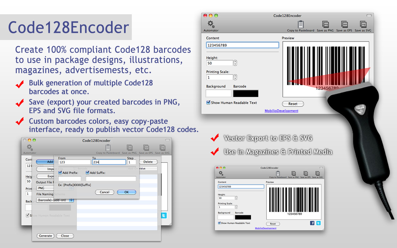 Code128Encoder Code 128 barcode generator