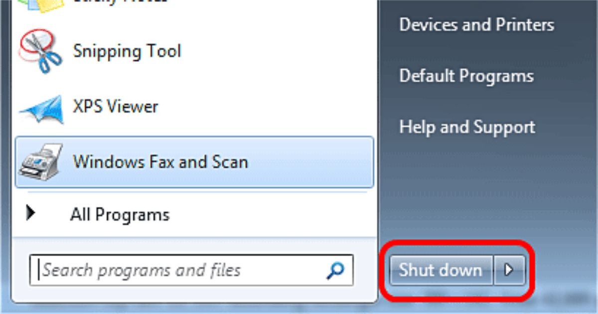 How to change the shutdown button in Windows 7
