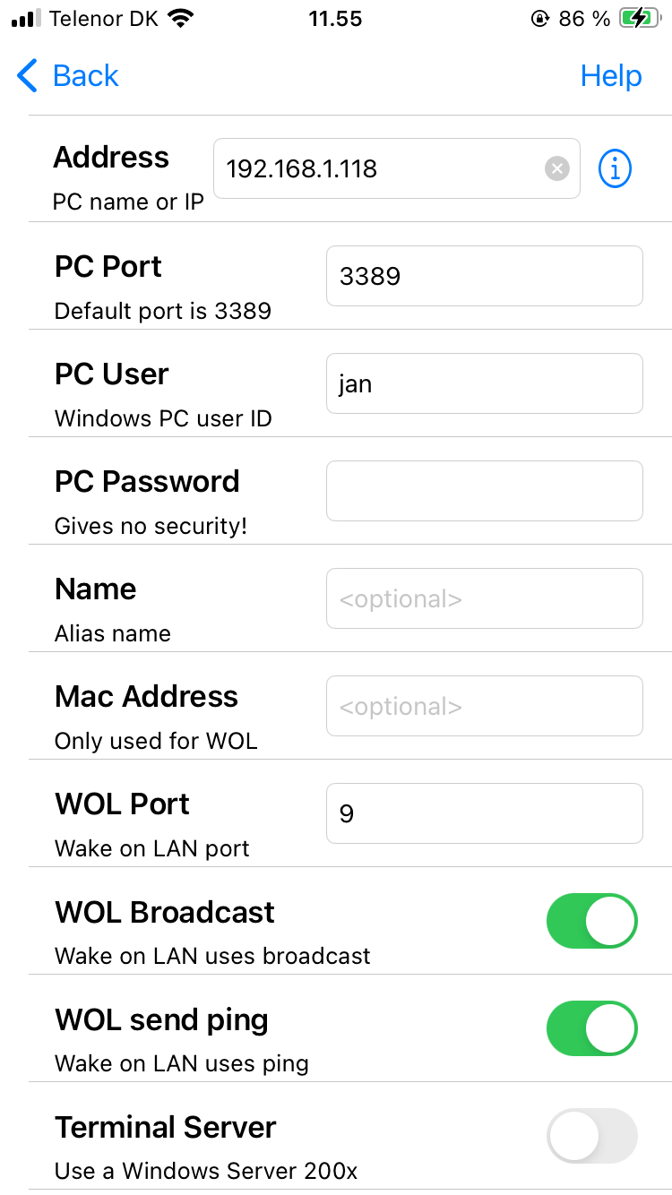 Mocha Remote Desktop Setup Wizard Using local WiFi on the iPhone. RDP