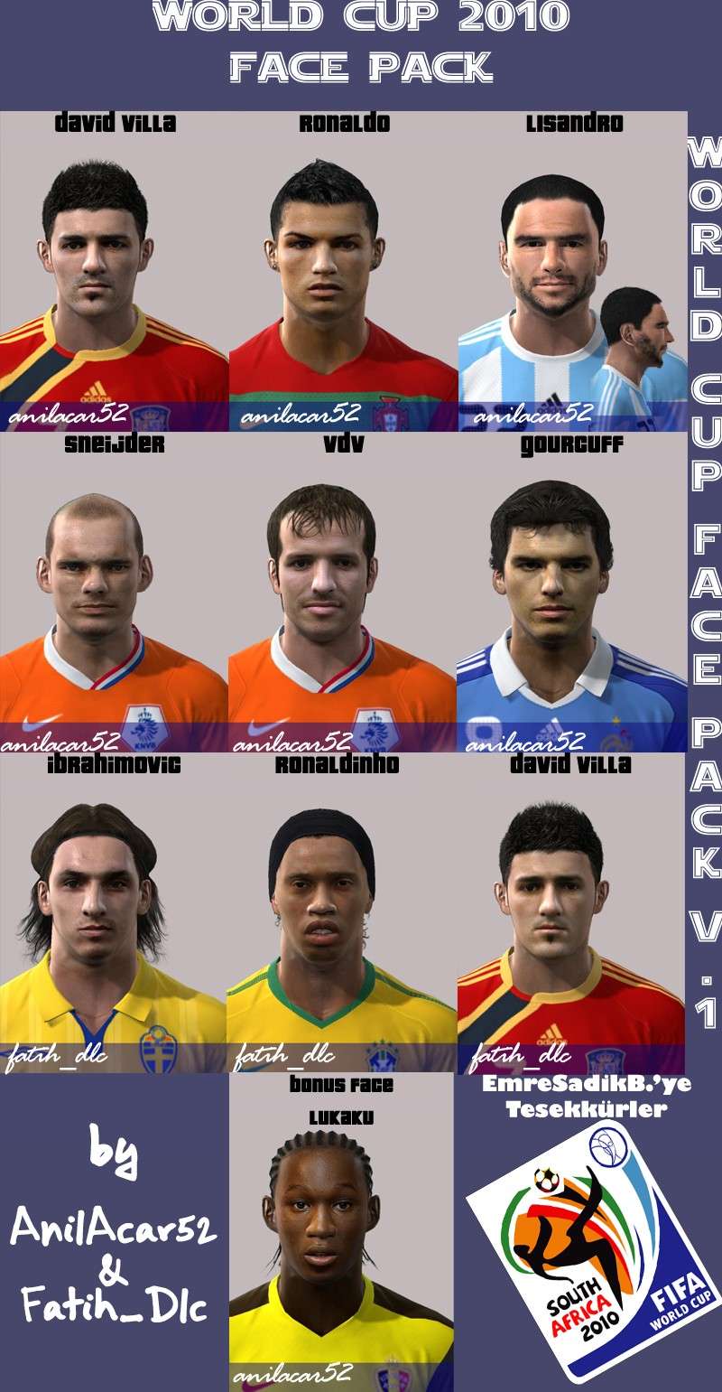 World Cup Faces Pack Pro Evolution Soccer 2010 at ModdingWay