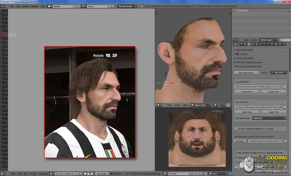 Face/Hair Mod Tool 1.7a Pro Evolution Soccer 2014 at ModdingWay