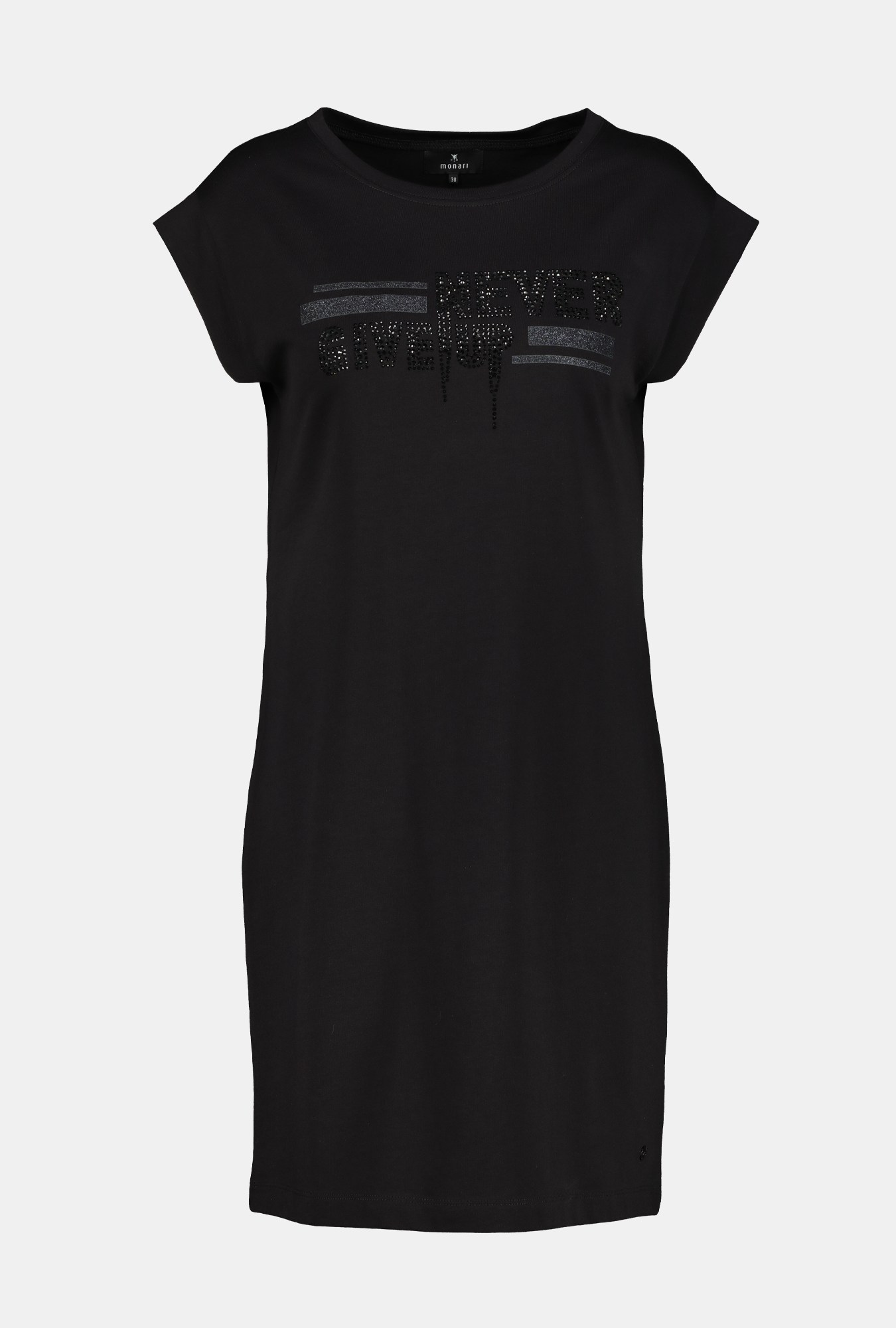 Monari Midi Dress mit GlitzerSchrift in schwarz mode weber