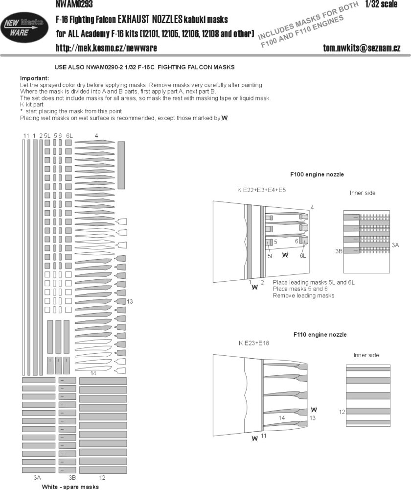 MODELIMEX Online Shop 1/32 Mask F16C Fighting Falcon EXHAUST NOZZLES