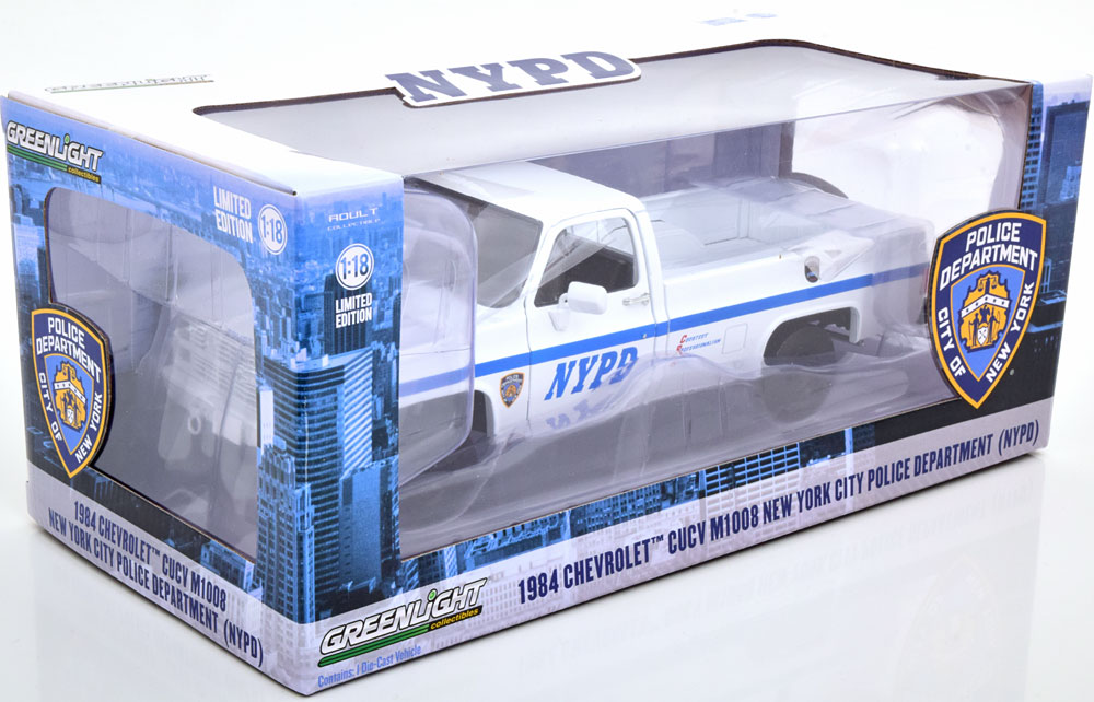 118 Greenlight Chevrolet CUCV M1008 Pick Up NYPD 1984 white/blue eBay