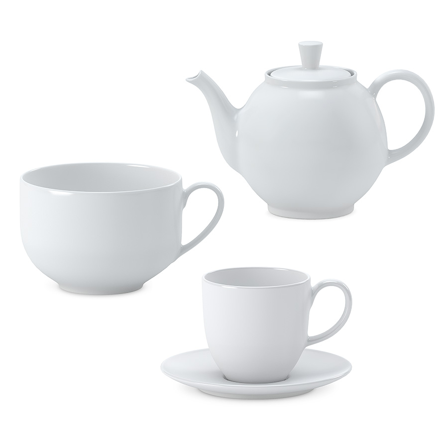 White ceramic tea set 3d model