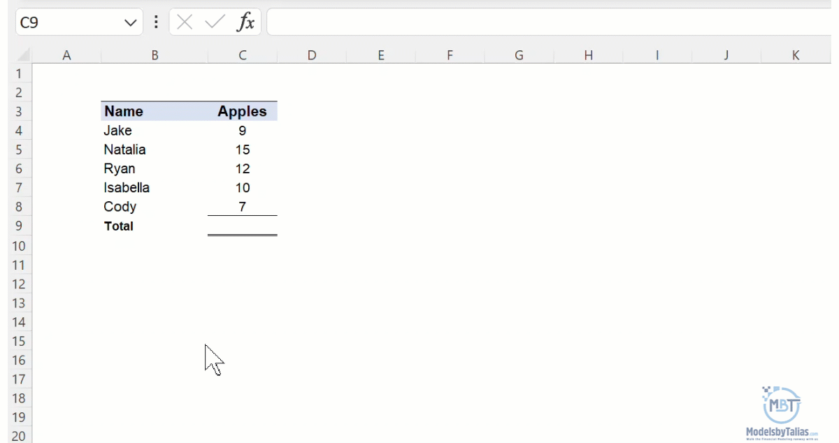 Basic Arithmetic Functions in Excel MBT