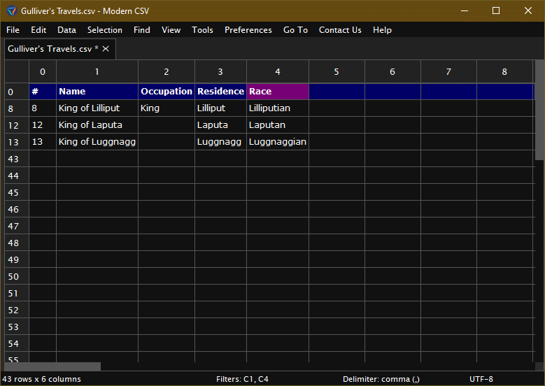 Sort, Filter, Hide Modern CSV Documentation