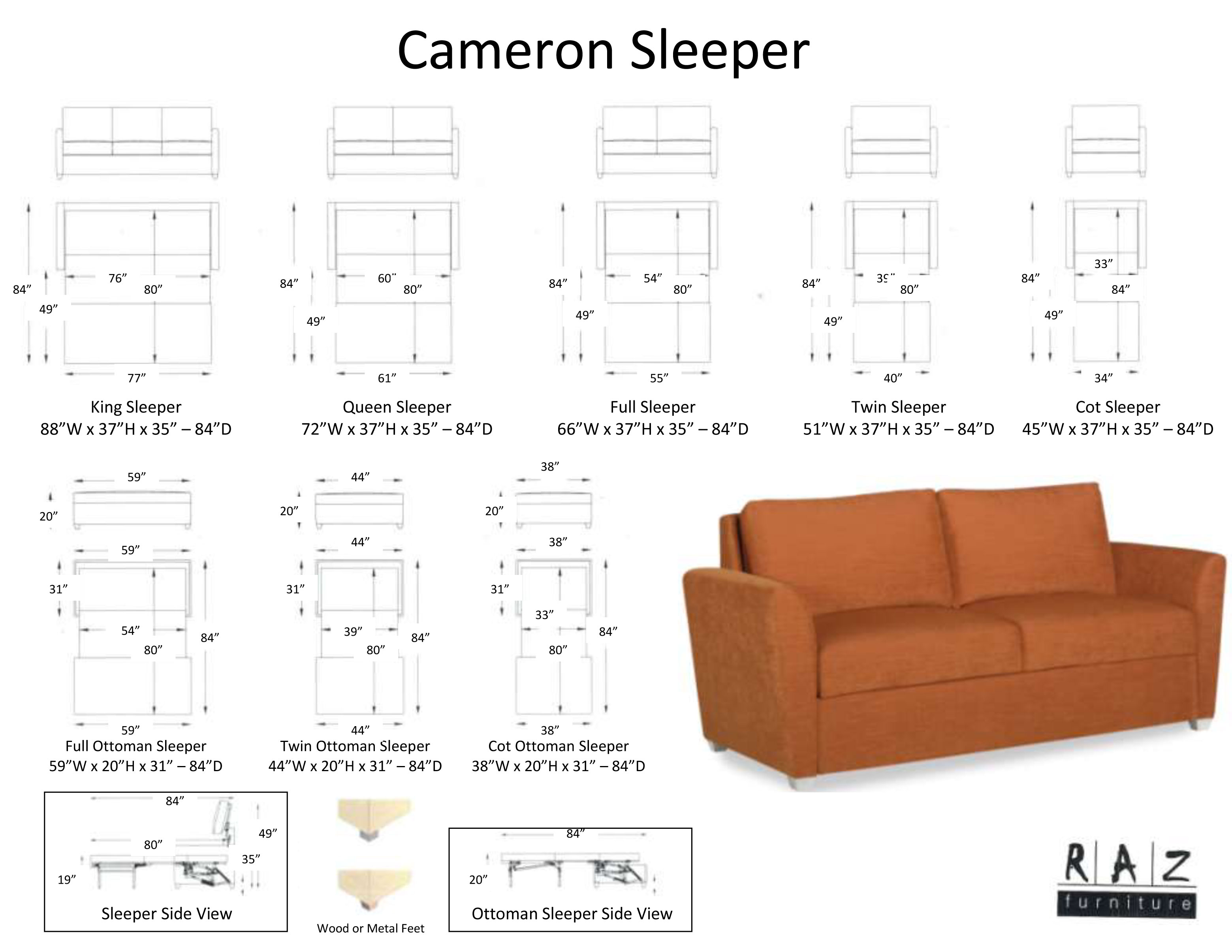 Double Sleeper Sofa Dimensions Baci Living Room