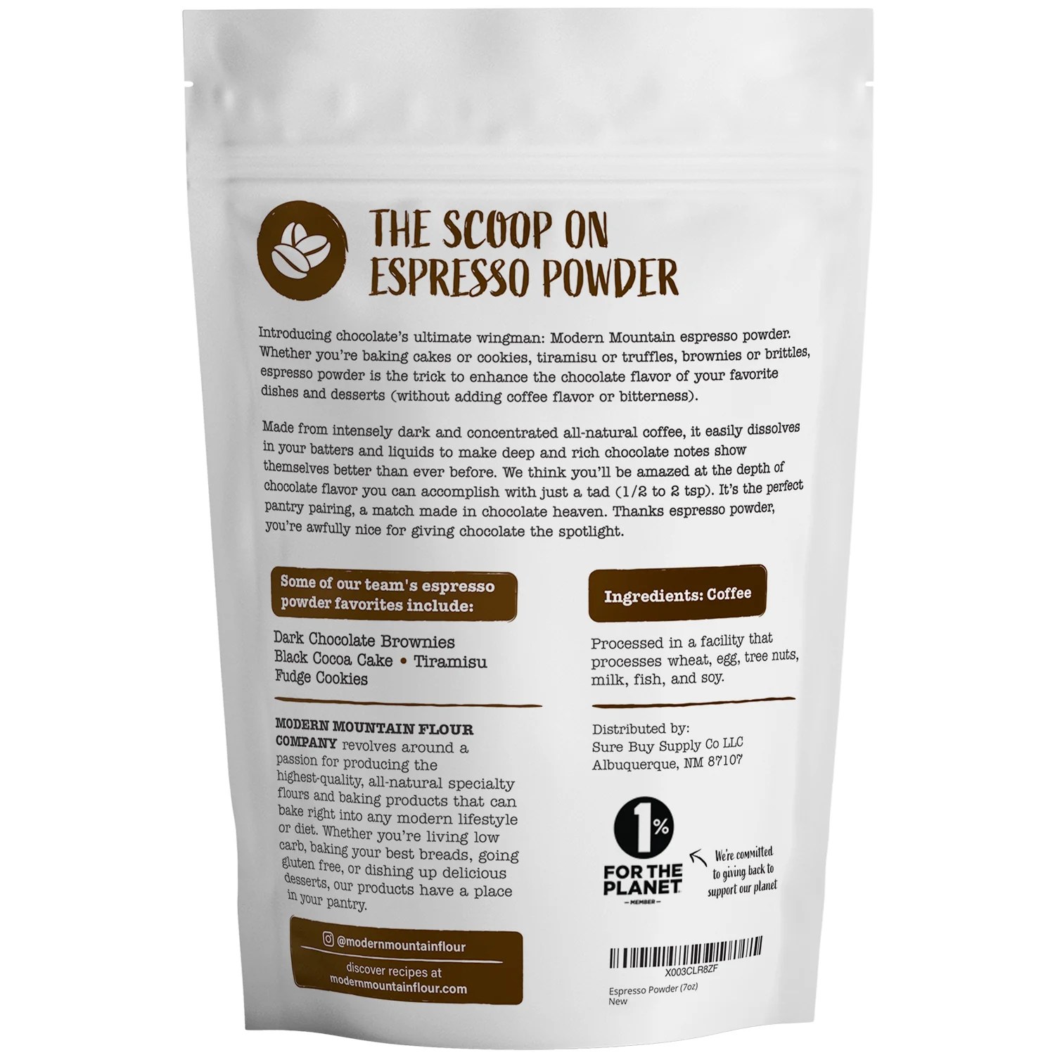 Espresso Powder (7 oz) Modern Mountain Baking Company