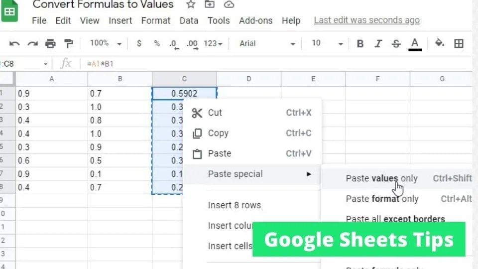How To Convert Formulas to Values in Google Sheets Tutorial