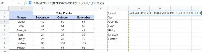 Array Formula VLOOKUP in Google Sheets