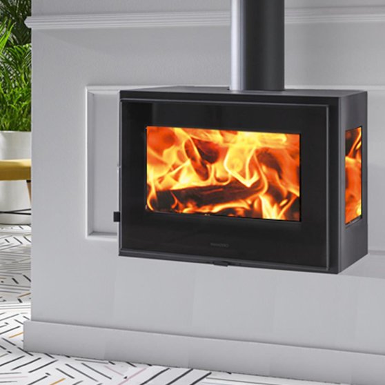 Java Tri Vision “WALL HUNG” 10kw 3 Sided Wood Burning MultiFuel Stove