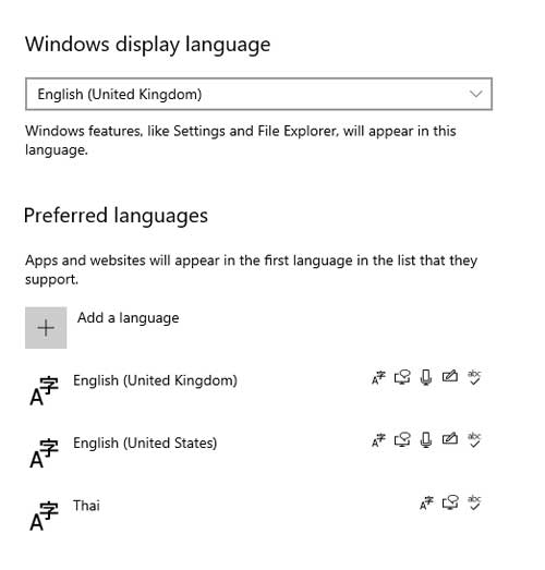 วิธีลบภาษาอังกฤษ United kingdom ออกจาก Windows 10 (English United