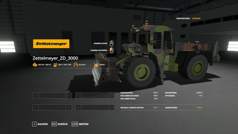 LS 19 Zettelmeyer ZD 3000 v1.0.0.0 Farming Simulator 19 mod, LS19 Mod