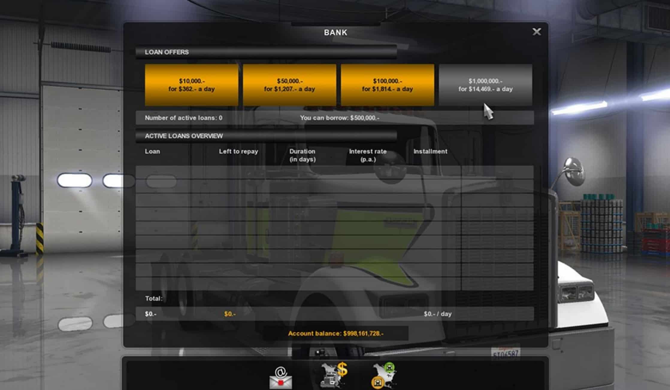 Higher Bank Loan for ATS American Truck Simulator mod ATS mod
