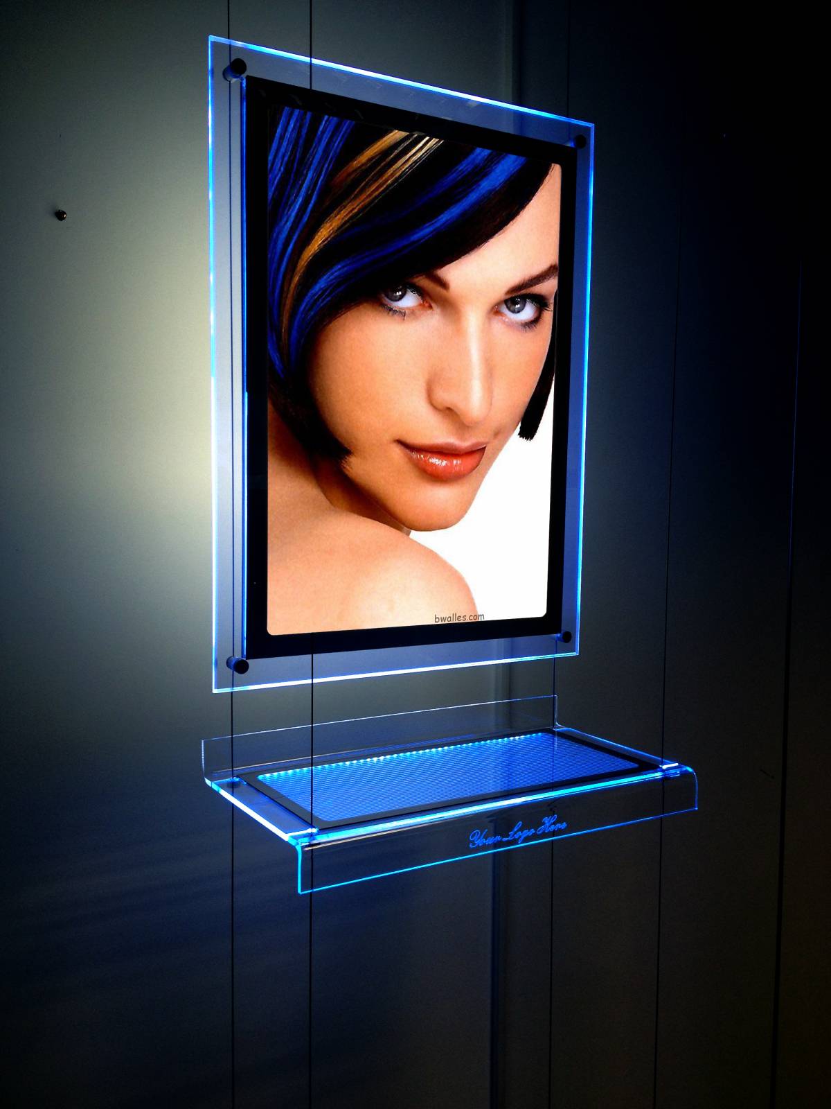 Acryl Led Ablage DIN A4 für Schaufenster Displays Seilsysteme
