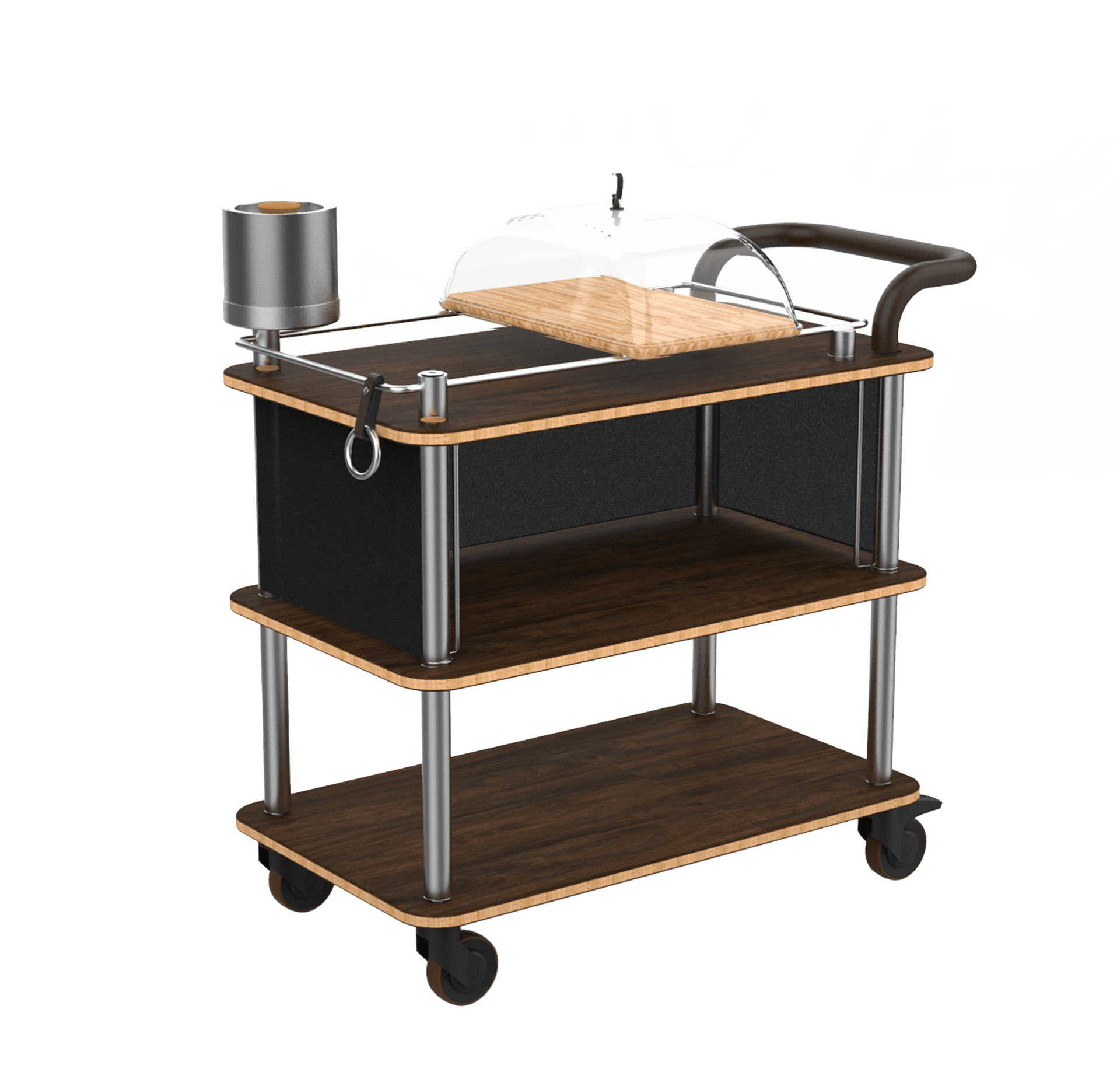 CHEESE PLATE & WINE CART WITH LEATHER HANDLE