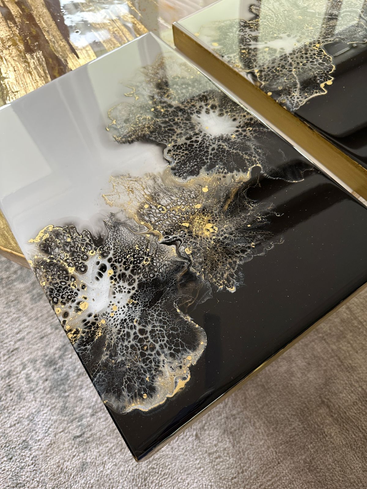 ‘Dark Knight’ Resin Art on Wood Panel (Set of 2) Mohanima