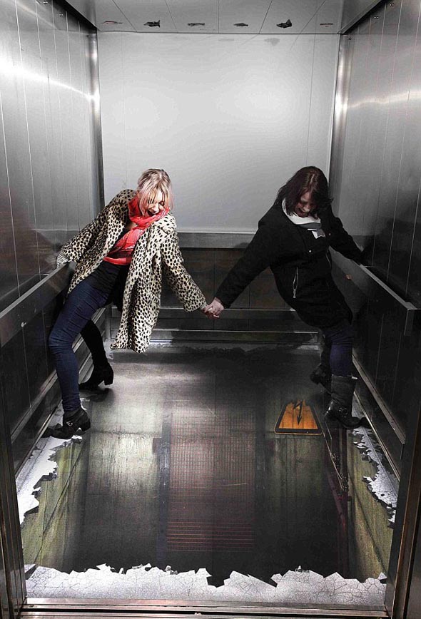 Elevator Optical Illusion in London