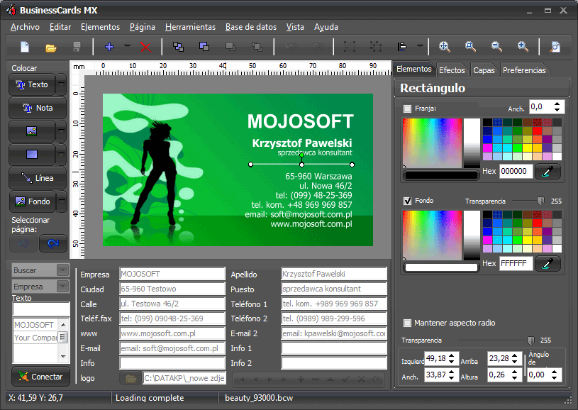 BusinessCards MX programa para tarjetas de visita.