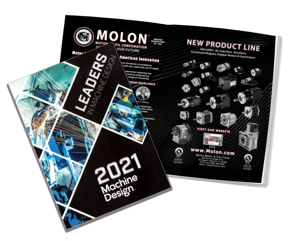 Molon Motors & Gearmotors "2021 Leaders in Machine Design" Molon