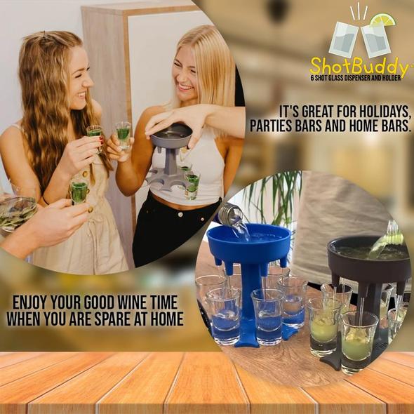 ShotBuddy 6 Shot Glass Dispenser and Holder Online Molooco Shop