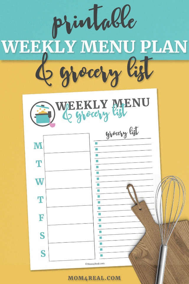 Printable Weekly Menu Planner and Grocery List - Mom 4 Real